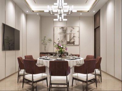 新中式包厢3D模型下载